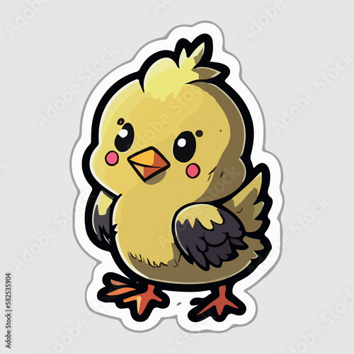 Cute Chicken love and happy expression sticker, flat cartoon style vector illustration with isolated background