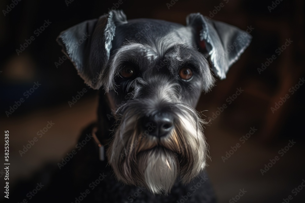 The dog breed schnauzer appears in the photo. Generative AI