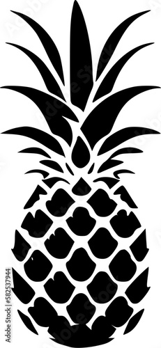 Pineapple - Black and White Isolated Icon - Vector illustration