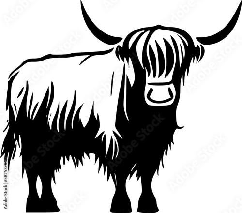Highland Cow - Minimalist and Flat Logo - Vector illustration