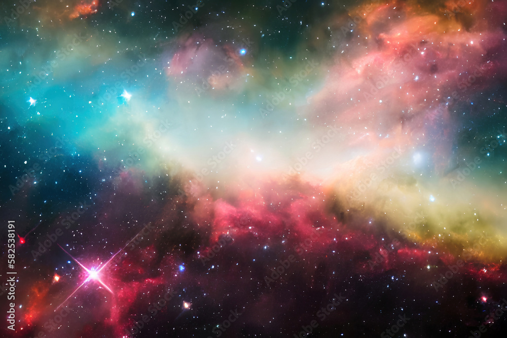 Obraz premium Nebulas and stars cosmic background, universe with galaxies, nebulae and stars. Generative Ai.