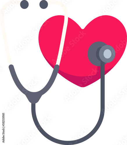 Stethoscope Medical Diagnosis Doctor Healthcare Check Heart Flat