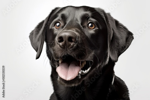 a two year old Labrador in front of a white background. Generative AI
