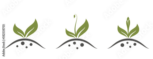 spring plant sprout icons. planting, gardening and farming symbol