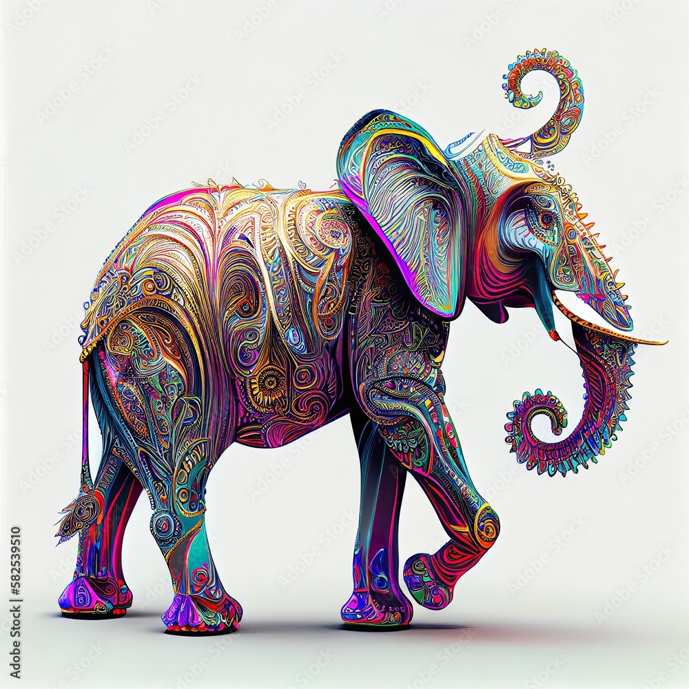 Obraz premium Abstract colorful elephant. Generative AI