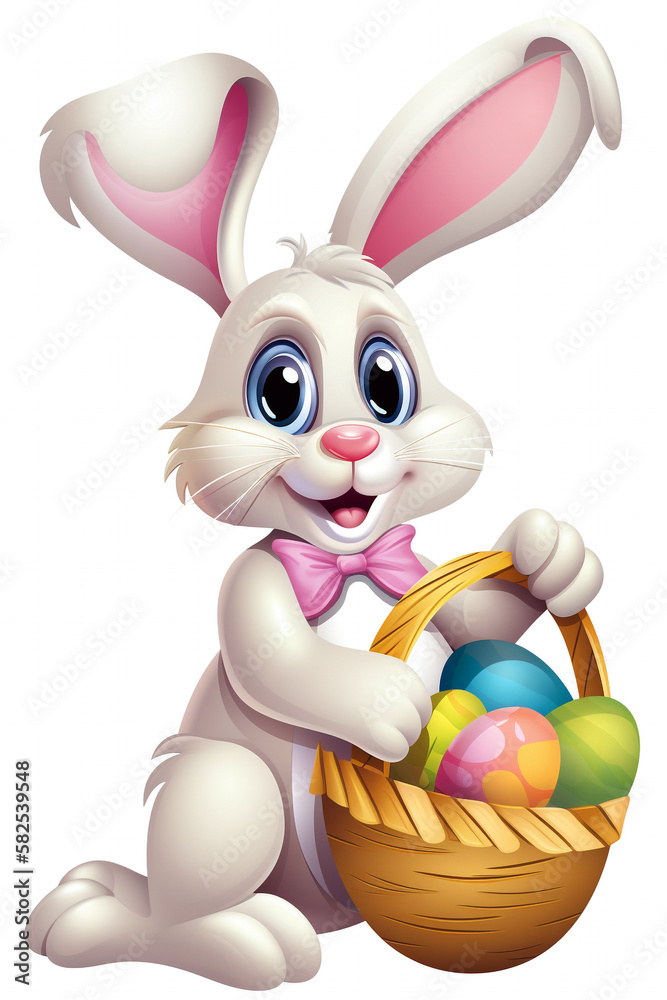 easter bunny with easter eggs