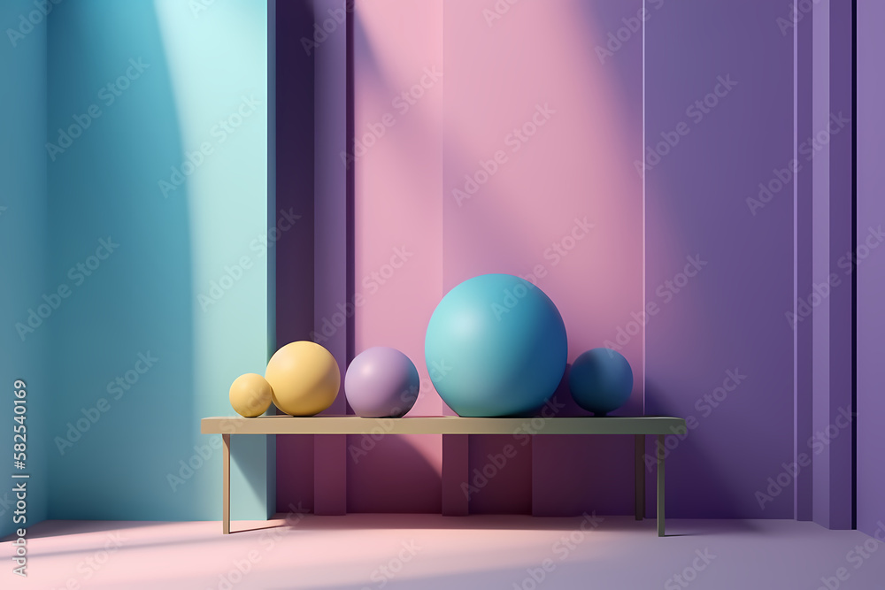 A 3D rendering of a modern, minimalistic wallpaper featuring an empty display stand for mock-ups and product showcases, generative by AI. A 3D rendering of a modern, minimalistic wallpaper featuring an empty display stand for mock-ups and product showcases, generative by AI.