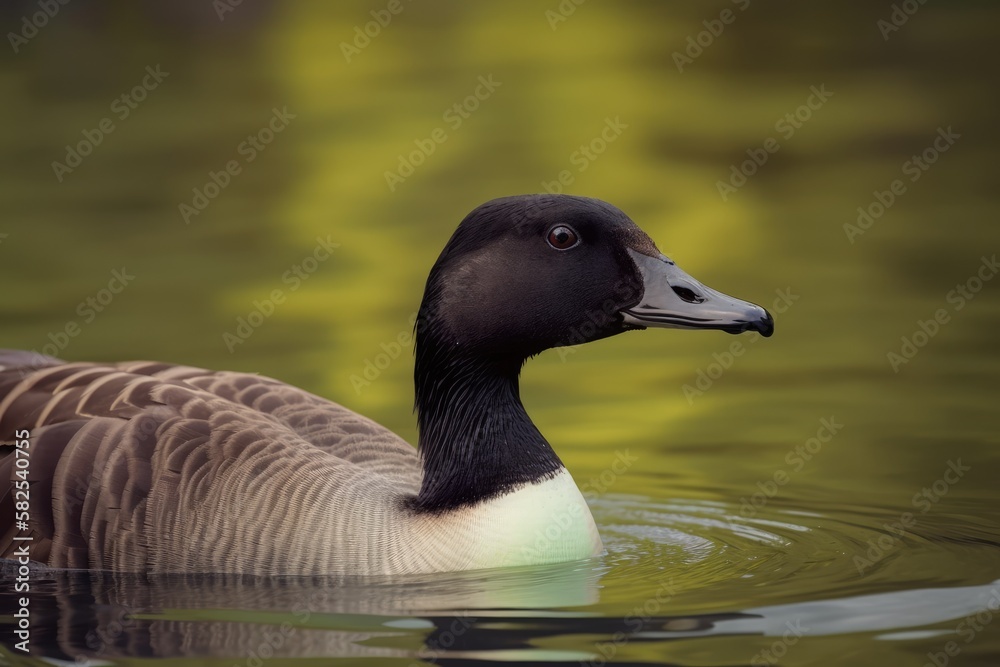 Fototapeta premium A close up of a swimmer The Canada Goose is swimming in the water. The Lake's Canada Goose. Generative AI