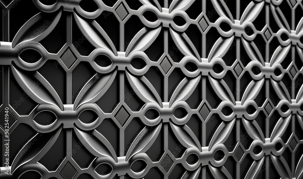 a black and white photo of a wall with a pattern of circles and circles ...