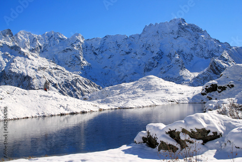 Lauzon Lake in Chapelle en Valgaudemar in the french alps photo