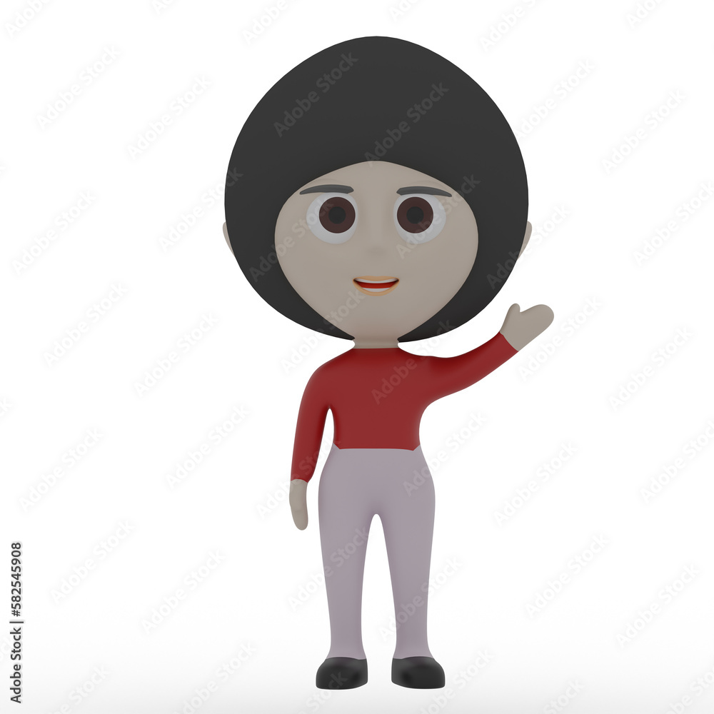 3d cute character waving hand 3d cute character waving hand
