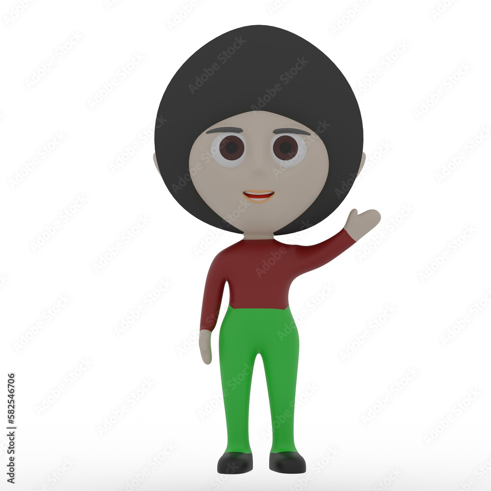 3d cute character waving hand 3d cute character waving hand