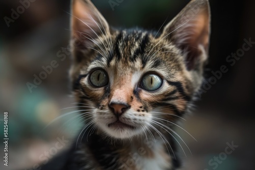 a close up of a kitten's face. Generative AI © AkuAku