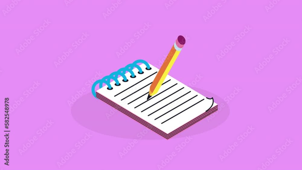 school notebook supply with pencil animation school notebook supply with pencil animation