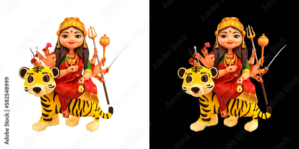 Fototapeta premium 3d Illustration of the Indian Goddess of Durga for Durga Pooja Festival