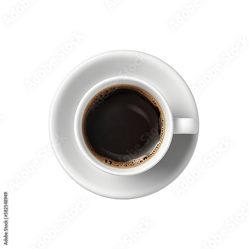 Photo of an espresso cup seen from above on a white background - transparent background