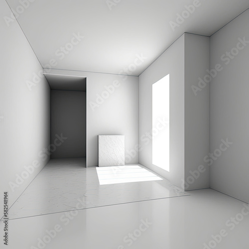  Blank wall in simple minimal interiorar ,generative artificial intelligence