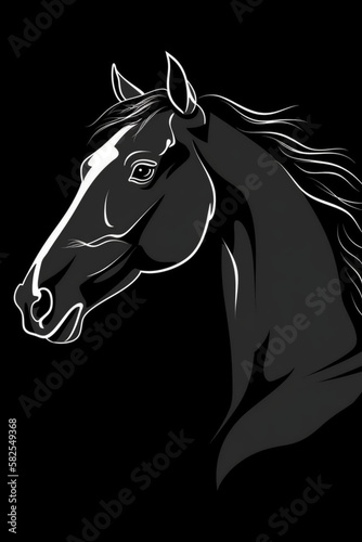 sketch of horse head on black background © Blackbird