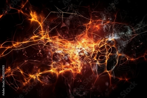 Abstract Explosions of Fire and Lightning  Neuro Links Style  A Stock Illustration Generated by AI