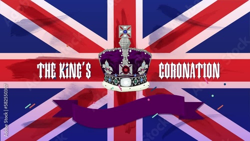 The crown of the British Empire animated 4K video. The coronation announcement. photo