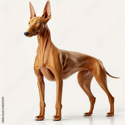 Nice red dog breed pharaoh hound portrait isolated on white close-up, beautiful pet, lovely dog, ai generative