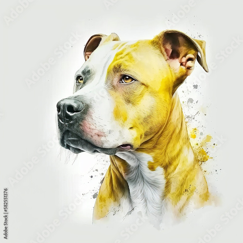 Strong nice dog breed staffordshire terrier portrait isolated on white close-up  beautiful pet  lovely dog  ai generative