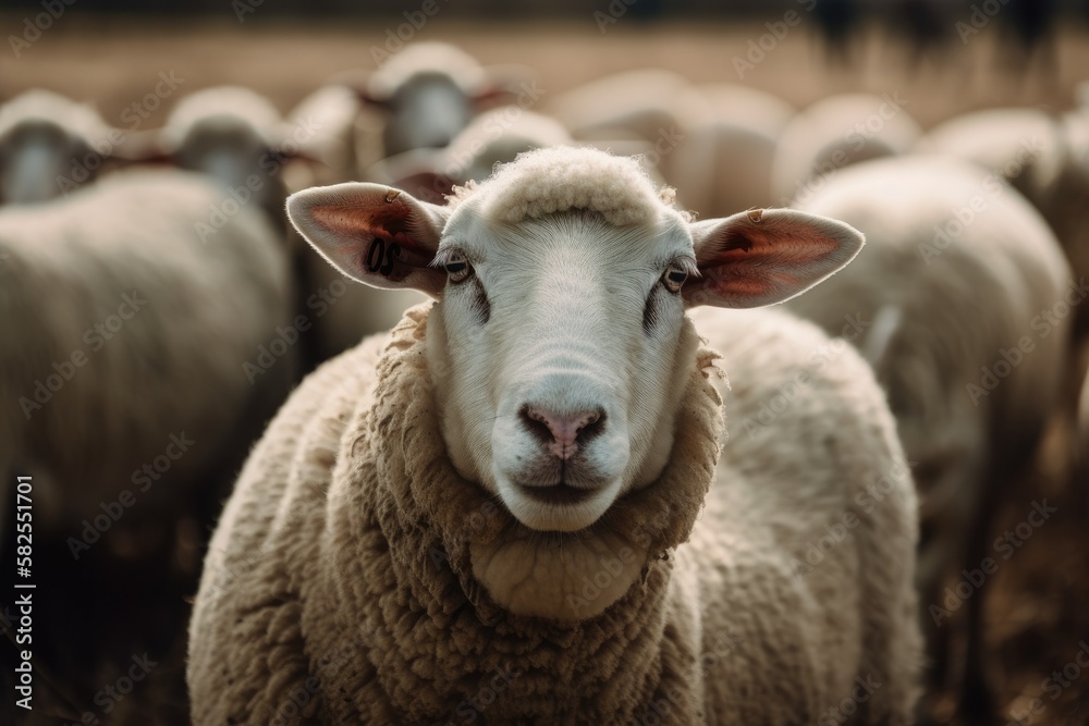 Obraz premium Long Earred Sheep Listening. Generative AI