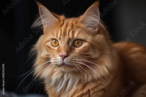 Cute red cat that resembles a lion. Generative AI © AkuAku