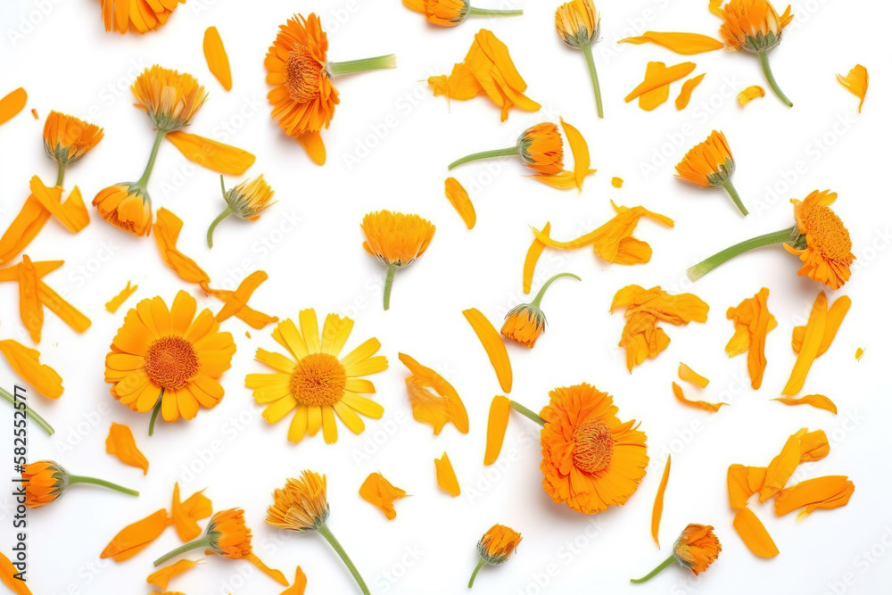 Obraz premium Calendula pictures showcase the bright and cheerful flowers of the Calendula officinalis plant.