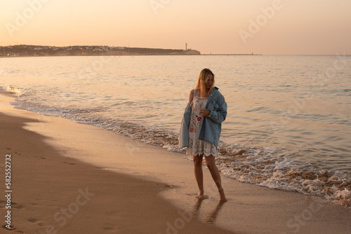 woman walking on the beach