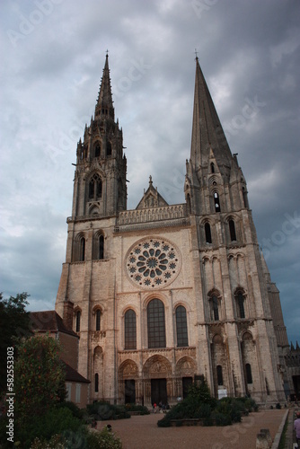 Dusk at Cathedral Notre-Dame de Chartres in Chartres, France