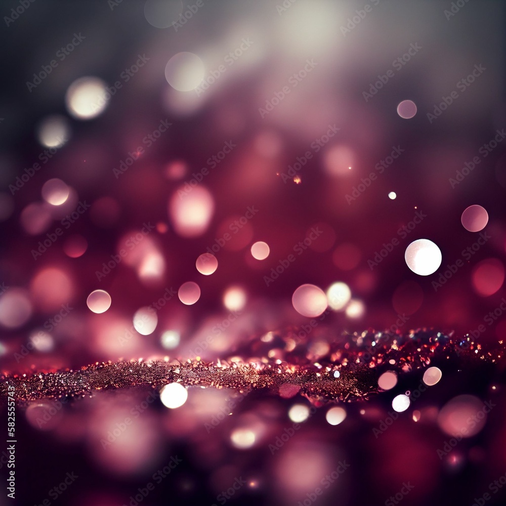 maroon, white and black glitter in abstract defocused background.  Generative AI.