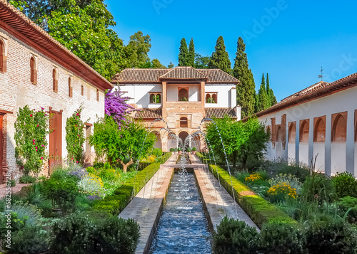 Generalife gardens at Alhambra, Granada, Spain photo