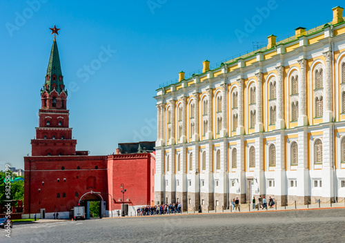 Borovitskaya Tower and Kremlin Armoury museum, Moscow, Russia photo