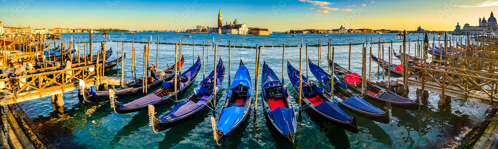 typical Gondolas at the Sankt Markus Square in Venice