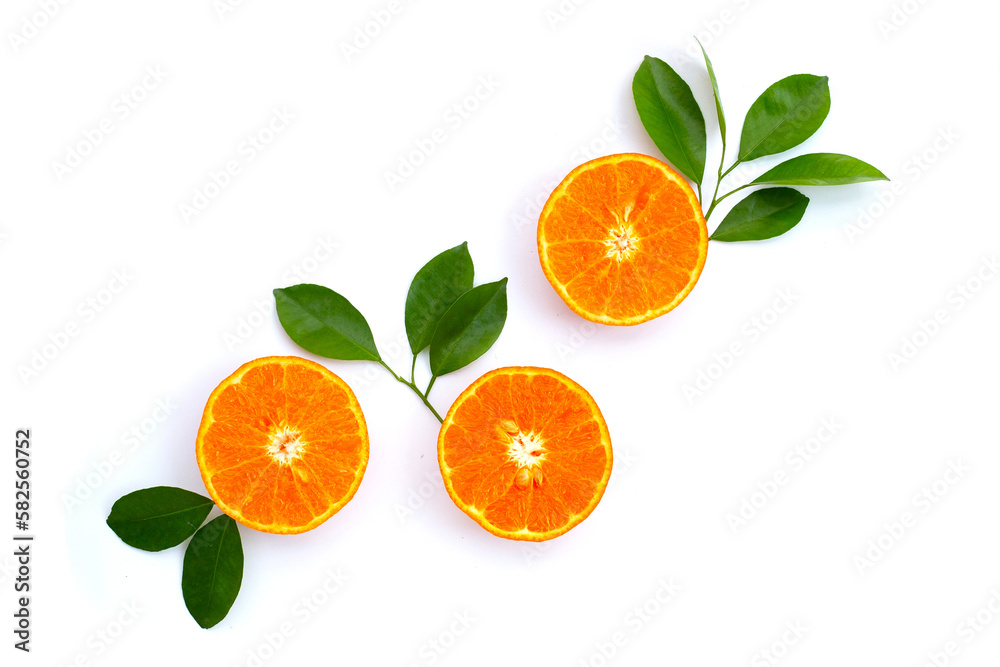 Orange fruits on white background. Citrus fruits low in calories, high in vitamin C and fiber Orange fruits on white background. Citrus fruits low in calories, high in vitamin C and fiber