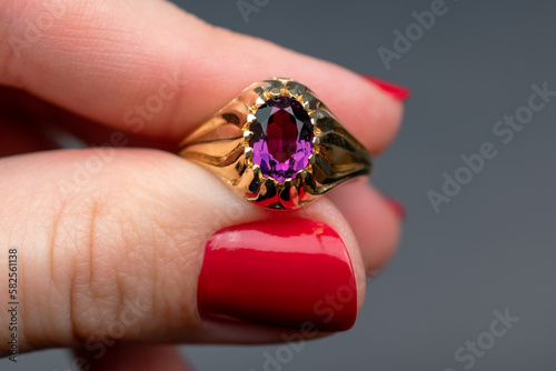 Fancy ring background, old vintage jewelry concept, promotional photo for an online jewelry store