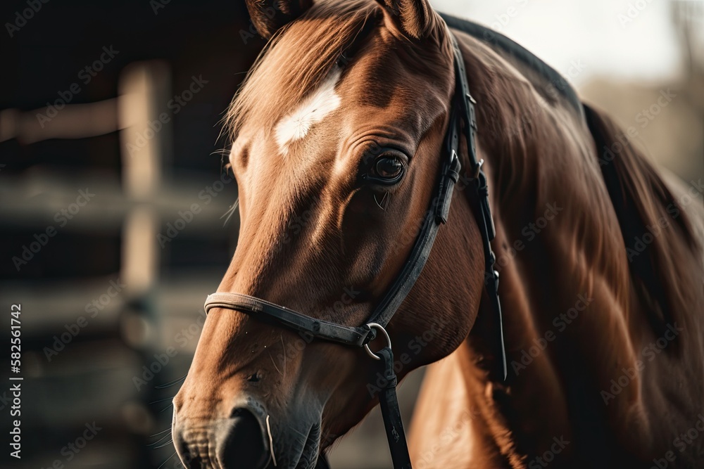 Brown horse's head. Generative AI Brown horse's head. Generative AI