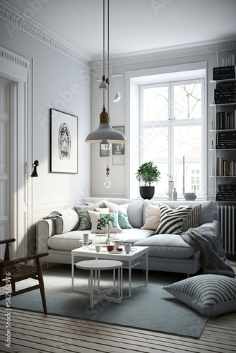 Scandinavian living room interior  generative artificial intelligence