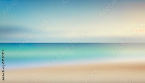 Seascape abstract beach background. blur bokeh light ,generative artificial intelligence