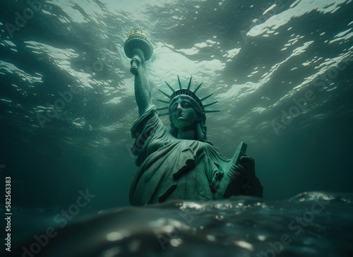 Statue of Liberty is under water Generative AI
