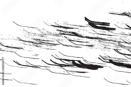 Monochromatic stop freeze frame of black and white grunge pencil doodle scribbles lines on white background. Coal line sketch. Vector.
