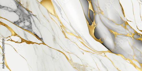 Abstract background made with liquid art technique. White, grey and golden trend background. Marble texture. Generative AI