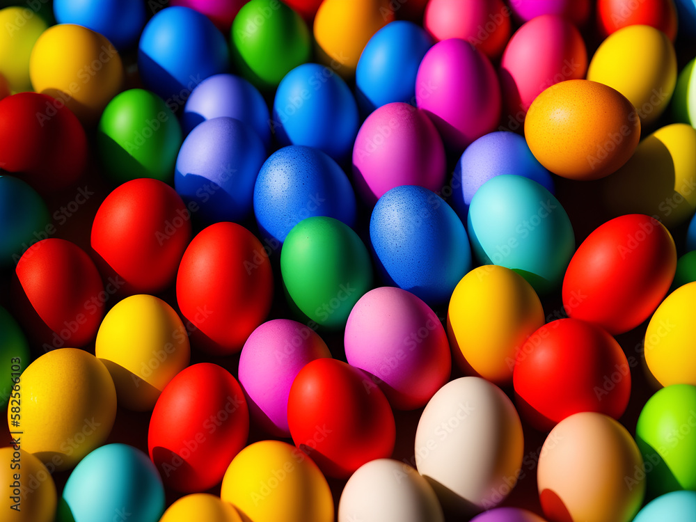 egg, many beautiful colored shiny easter eggs background