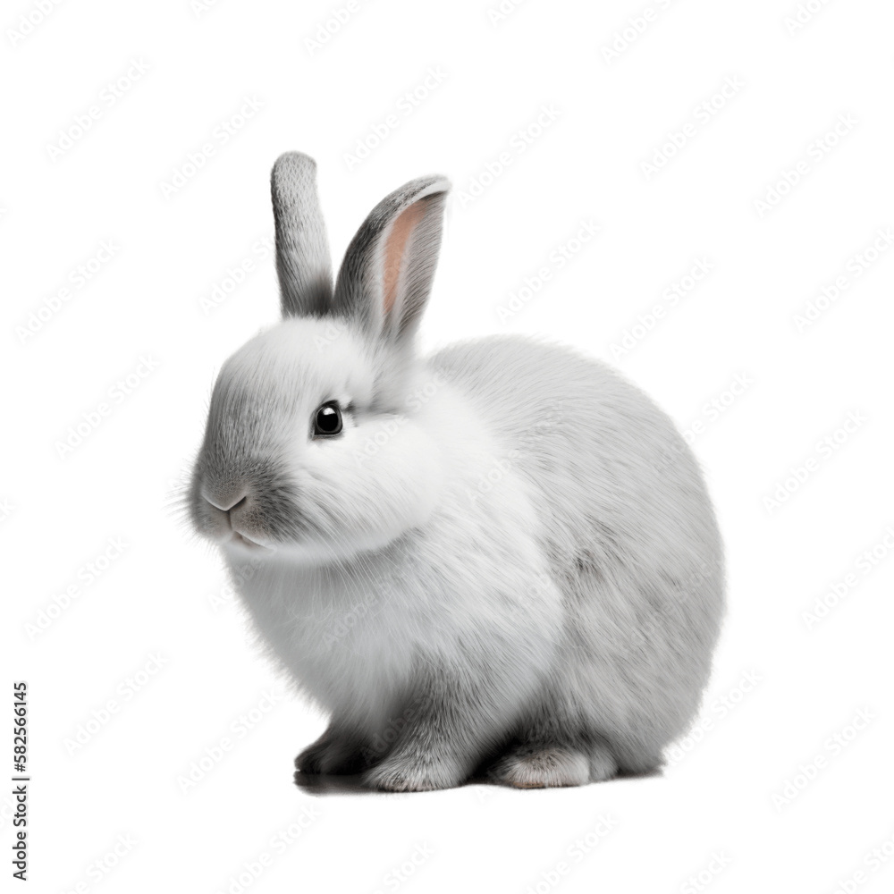 Adorable white rabbit. Generative AI.