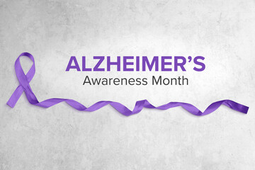 Purple Ribbon, Alzheimer's Disease Concept with Copy Space