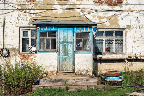 Entrance of an old house in a village in the center of Russia