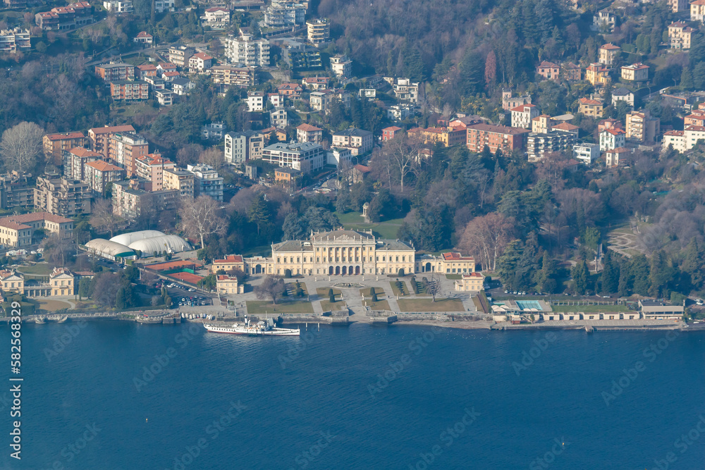 Lake Como near the city of Como. View from Brunate