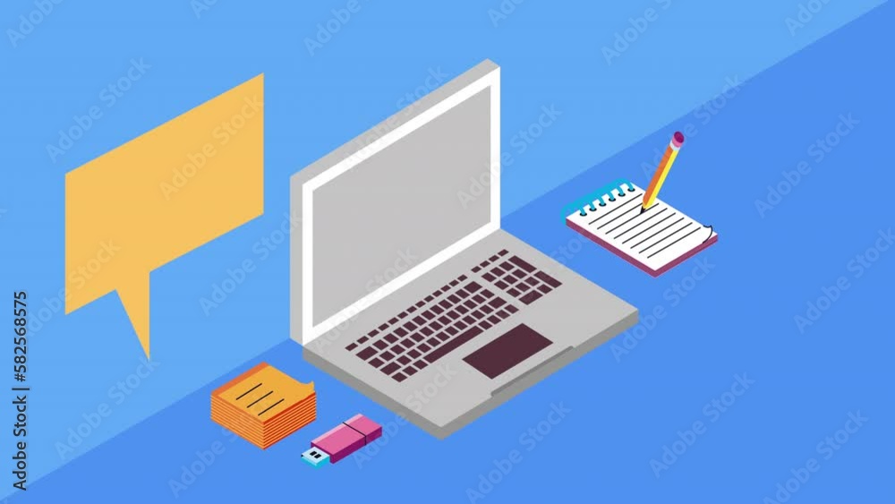 laptop computer portable with social marketing animation laptop computer portable with social marketing animation