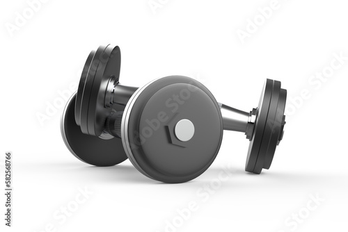 Realistic Metallic Gym Weight Lifting Heavy Dumbbell Isolated on White